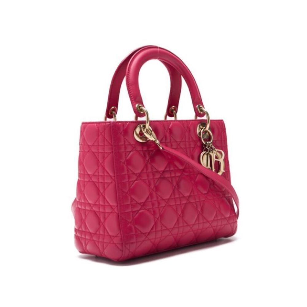 Dior Lady Cannage Handbag Pink Lambskin - Picture 3 of 8